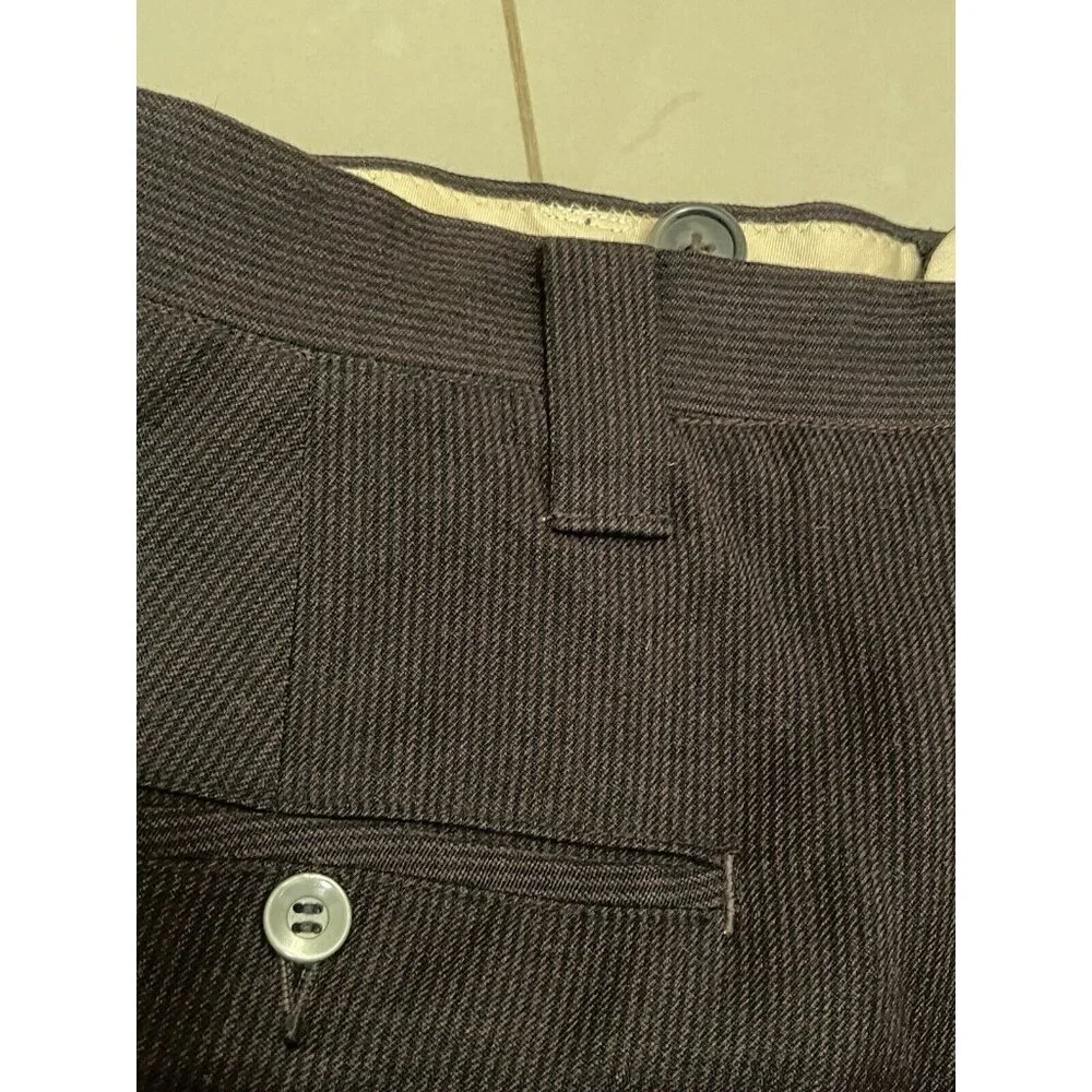 1958 Custom Tailored Siebler Clothes Twill‎ Wool Men’s 37x33 Pants Navy & Brown